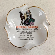 VINTAGE DISH: Oriental Gardens Riverside CA FS Louie Advertising Chinese Ware