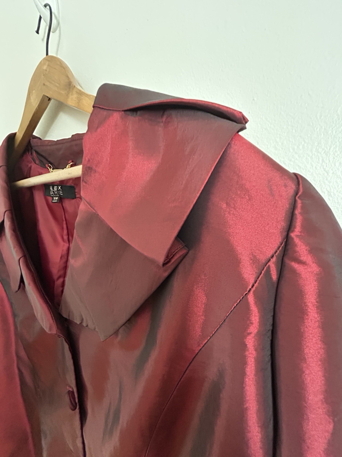Alex Evenings 16W Ruby Red Metallic Jacket 3/4 Sl… - image 4