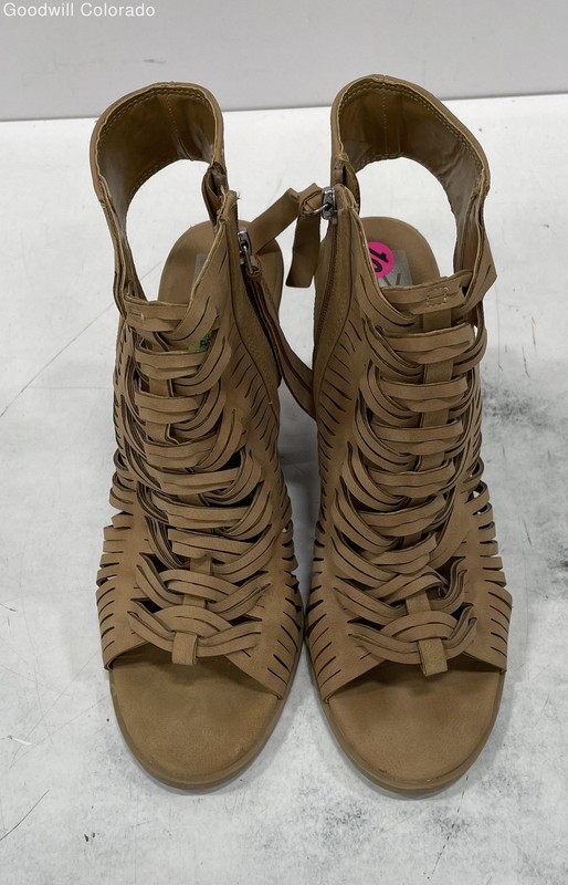 Dolce Vita Womens Alyson Brown Leather Side Zip Gladiator Block Heels Size 10