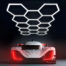 14 Hexagon LED Lighting Car Detail Garage Workshop Retail Light Honeycomb Hex US