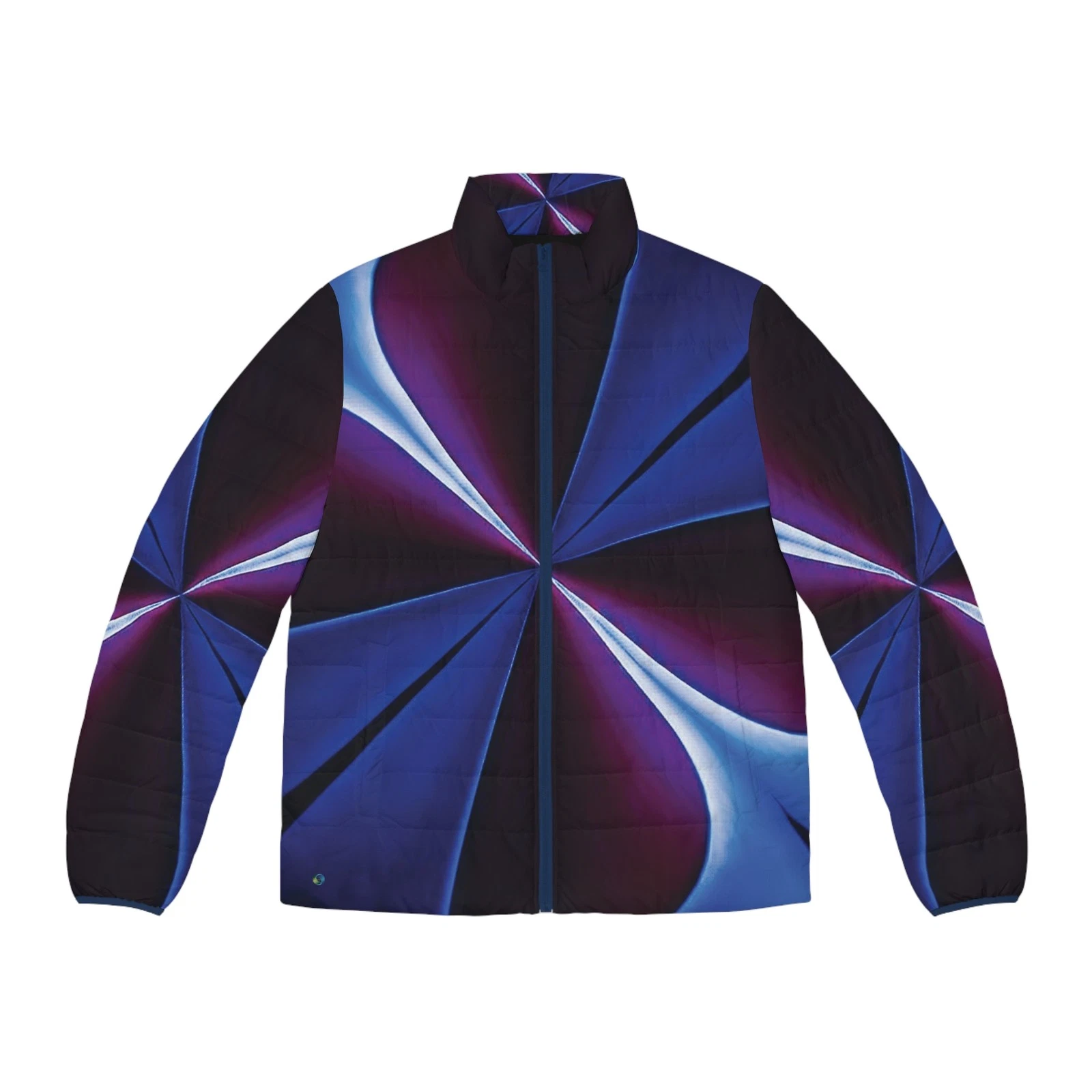 Men's puffer jacket, in artwork "Dragonfly" by Fine Artist CALLIE E. AUSTIN