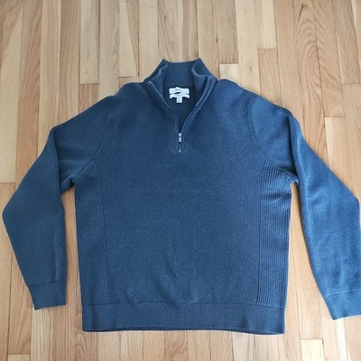 Marks & Spencers 1/4 Zip Sweater Mens XL Green Regular Pullover Long Sleeve 