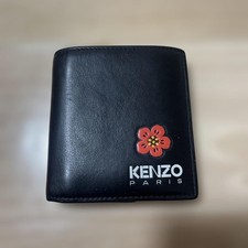 Kenzo Bifold Wallet Black Boke Flower Designer Slim Card Holder