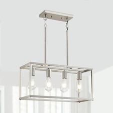 4-Light Dining Room Light Fixture Farmhouse Chandelier Brushed Nickel Modern NEW