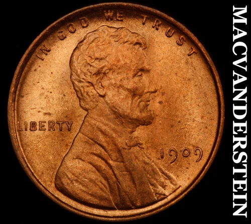 1909-VDB Lincoln Wheat Cent- Red- Choice Gem Brilliant Unc Luster #J3466