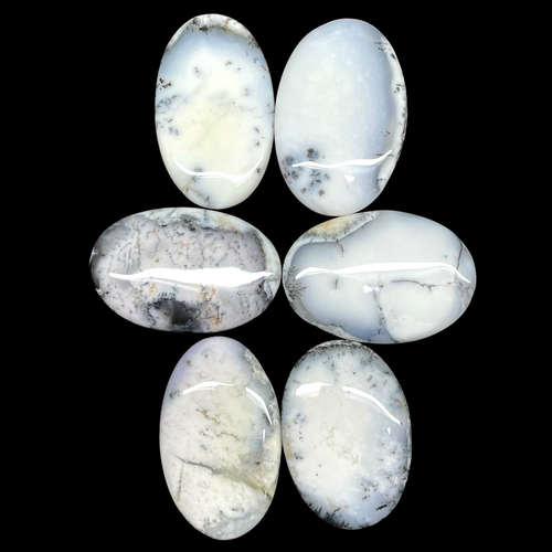 6 Stück Natürlich Dendrite Opal 41-46mm Riesiges Unbehandelt Lose Cabochon - Picture 3 of 6