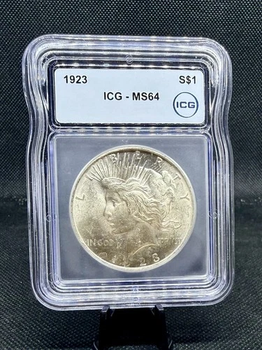 1923 90% Silver Peace Dollar ICG MS64 Graded!