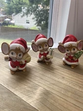 Vintage Homeco Christmas Mice Santa Lot Of Three 4” x 3”