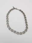 Monet Silver Tone Necklace Links Textured Designer Signed