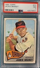 1965 Topps Baseball #33 Jackie Brandt PSA 7 Perfectly Centered 