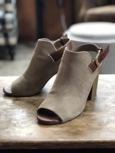 camel open toe booties