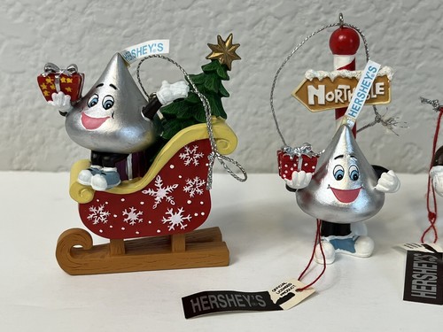 Lot Of 4 Vintage Hershey's Kiss Ornaments Kurt Adler Christmas Kisses With Tags - Picture 2 of 7