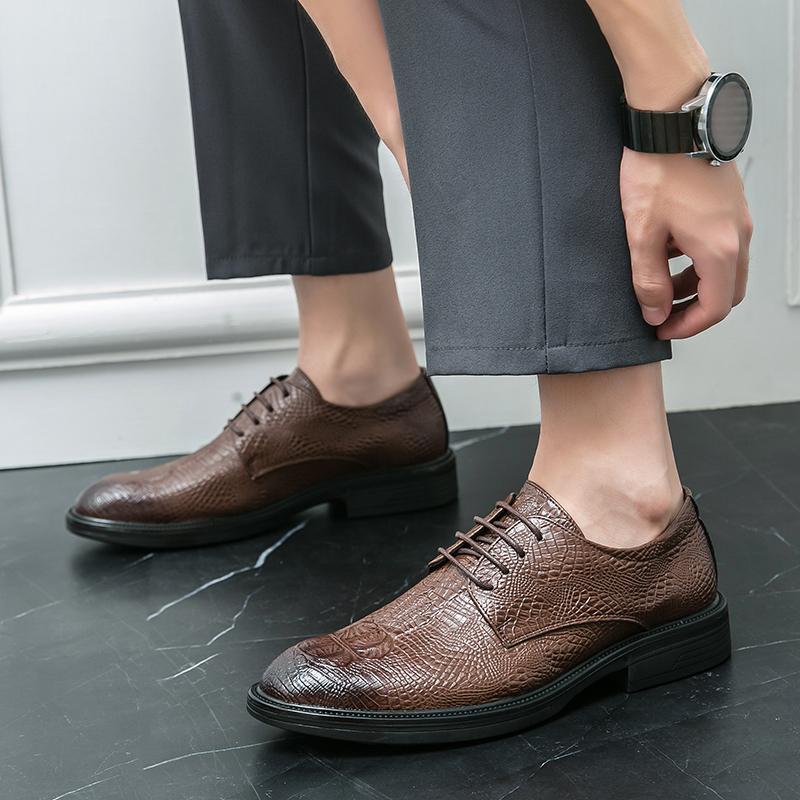 SAOLA Scarpe stringate eleganti a punta inglesi modello coccodrillo formale business uomo