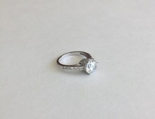 Elegant Sterling Silver Cubic Zirconia Solitaire RING With Accents S: 6
