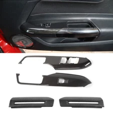 Carbon Fiber Interior Door Armrest Decor Cover Trim For Ford Mustang 2015-2024