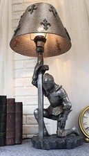 Ebros The Accolade Kneeling Knight Suit Of Armor Ceremony Side Table Lamp 22h