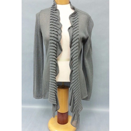 EILEEN FISHER Gray Open Front Knit Sweater Cardigan Size S Small