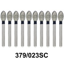 10Pcs Dental Diamond Bur FG Egg Football 379/023SC Super Coarse High Speed Black