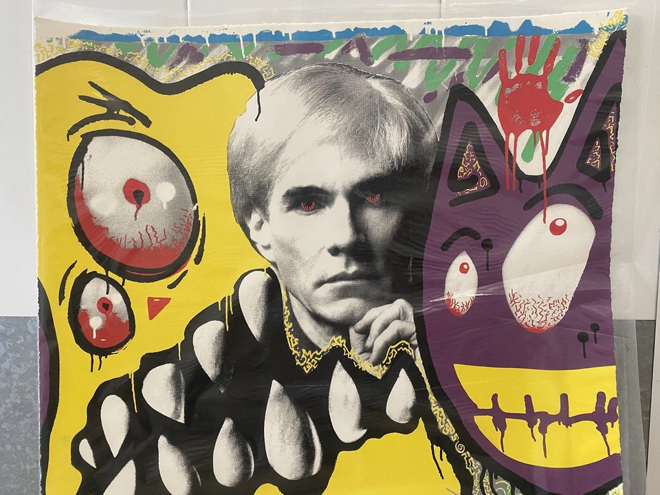 🔥 RARO Arte Pop Callejero Moderno ANDY WARHOL Chris Brown Litografía Firmada, BYSTEDT Foto 4 de 4