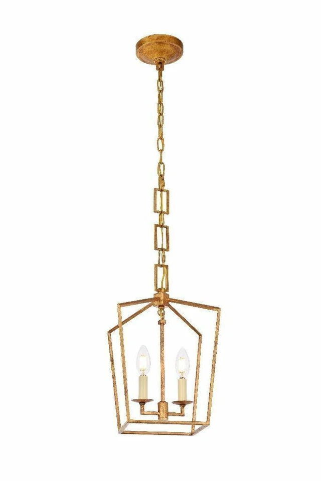 Lámpara de araña de hierro dorado rústica granja cocina isla comedor Foto 4 de 4