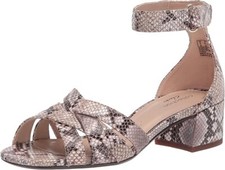 Clarks Women's Caroleigh Rori Heeled Sandal Biege Snake Print 6.5 W NEW