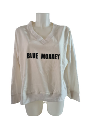BLUE MONKEY DAMEN SWEATSHIRT MIT DRUCK V-AUSCHNITT WEITE FORM  Gr. S/M