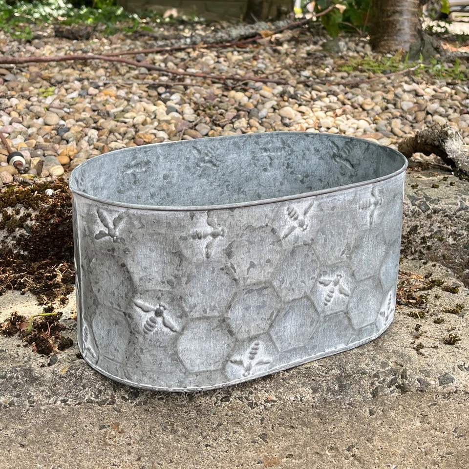 Planters for Garden 32.5cm Oval Bee Decorative Plant Pot Outdoor Flower Trough - Image 2 of 4
