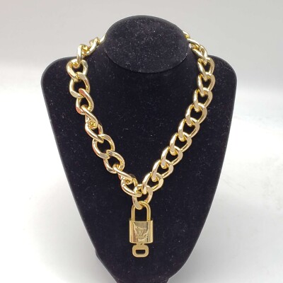100% Auth Louis Vuitton Lock & Key with Unbranded Gold Plated Chain Necklace