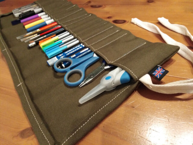 Hand Made in GB Craft & Artist compact Tool Roll Canvas Traditional storage Hand Made in GB Craft & Artist compact Tool Roll Canvas Traditional storage