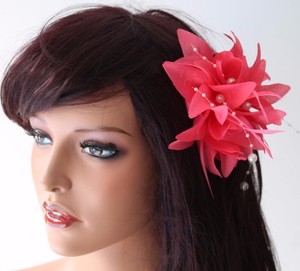 Hot Pink Flower Brooch Corsage Hair Fascinator Wedding Races