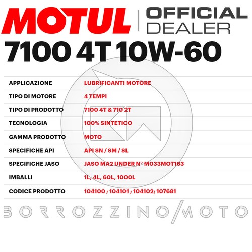 Talonario 4LT Aceite Motul 7100 10W60 + Filtro Honda CBR 1000 RR Fireblade 2017 - Imagen 4 de 5