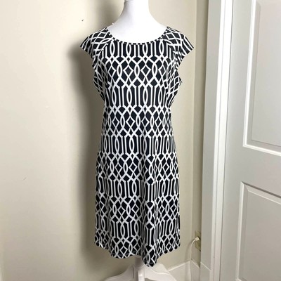 Jean Pierre Klifa Lily Celtic Trellis Print Black & White Dress Size M NEW