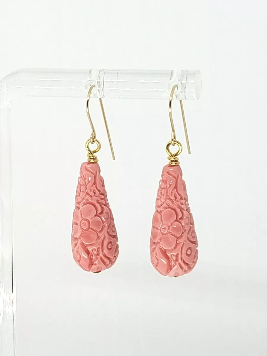 Coral teardrop hotsell earrings