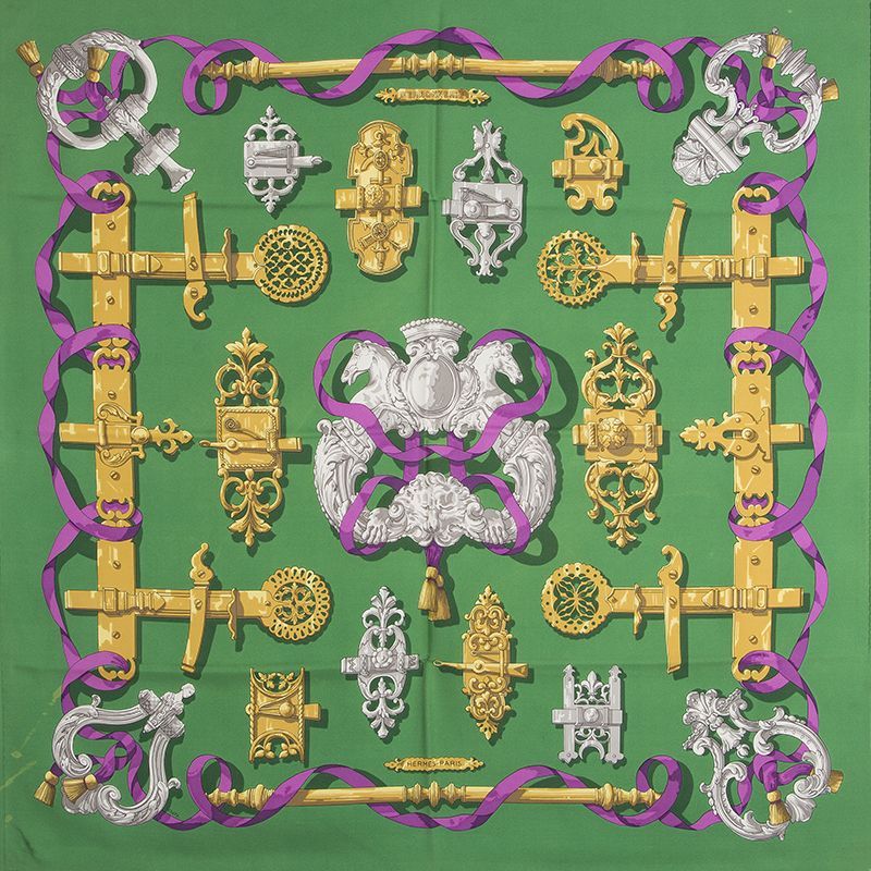 AOR 27783 auth HERMES bright green FERRONNERIE 90 silk Scarf | eBay
