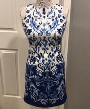 Polo Ralph Lauren 4 White/Blue Damask Dress