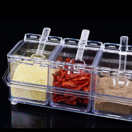 Waterproof and Moisture Proof Clear Seasoning Storage Container with Spoons - Foto 7 di 8