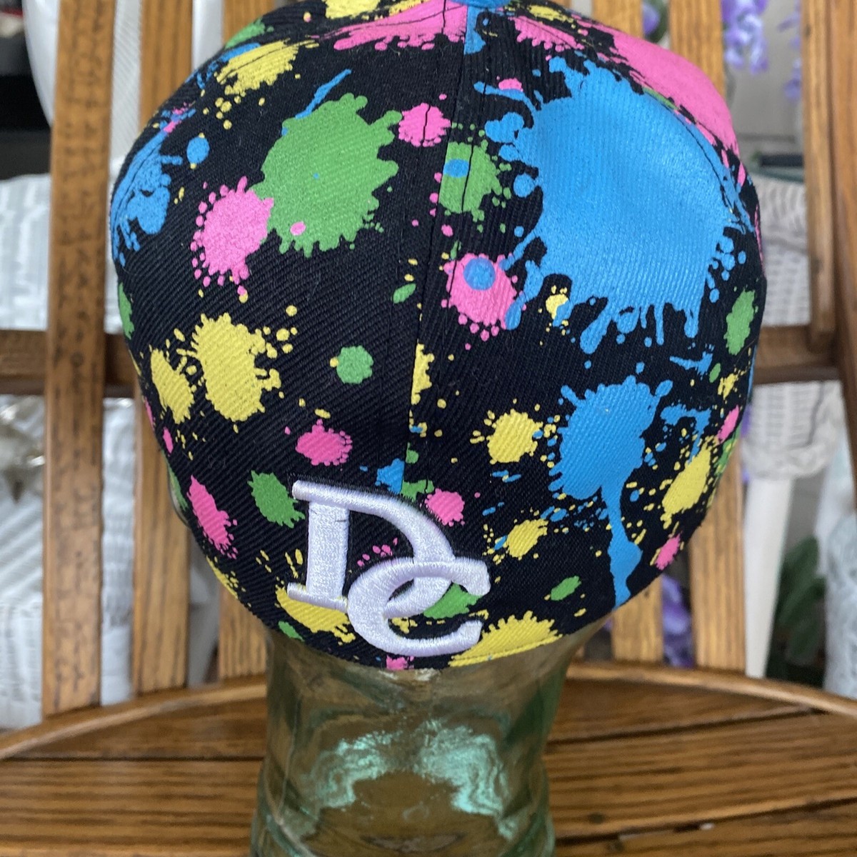 【ROMANTIC CROWN】25SU★ SPLASH PAINTING BALL CAP VTG Washington DC Size Small Embroidered Hat Baseball Cap