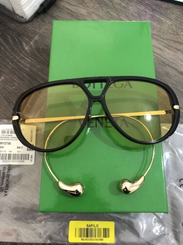 Brandneue authentische Bottega Veneta BV1273S goldgelbe Oversize Sonnenbrille