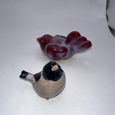 Dissing Keramik Hovedgaard Blue Bird Denmark Miniature Plus Red Bird Unmarked