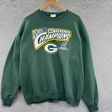 Green Bay Packers Sweatshirt Mens Extra Large Green 2010 Conference Champions