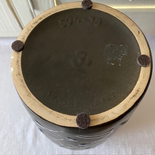VTG Mid Century 15" Scheurich Vase West German Matte Brown with Blue Accents EUC - Picture 3 of 9