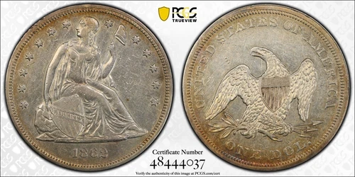 1862 Seated Liberty DOLLAR *PCGS AU+++* RARE Pretty Coin!!! *FAST SHIPPING!!!