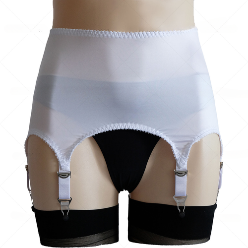 Gloosy Satin Lace Vintage Garter Belt W 6 Straps Metal Clips Patchwork Suspender - Picture 7 of 23