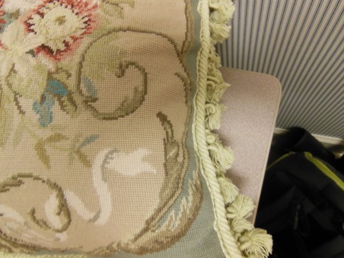 French Style Handmade Petit Point Needlepoint Pillow w Zippered Back - Picture 10 of 10