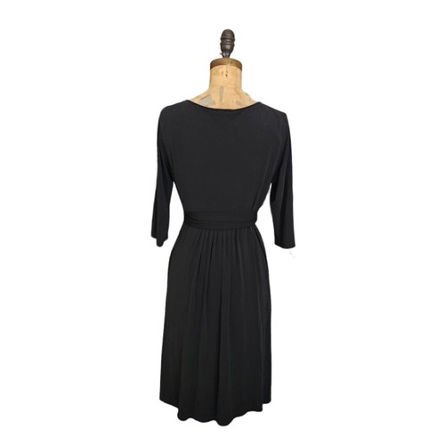 Eileen Fisher Stretch Silk Faux Wrap Dress Black M EUC - Picture 3 of 4