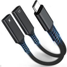 USB C Splitter 1 in 2 Out Dual Type C Headphone Jack and Charger Adapter 2In1