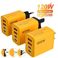 120W Fast Charger USB Type-C PD Quick Charge 3.0 Adapter for iPhone Samsung