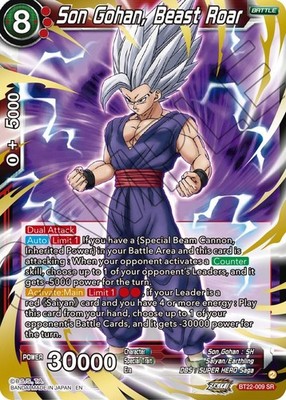 dragon ball super card game beast gohan Dragon Ball Super Card Game Son Gohan, Beast Roar Critical Blow SR BT22-009