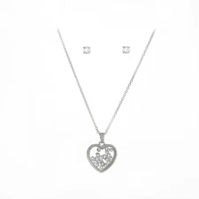 The Skyline Collection April Birthstone Faux Diamond Heart Jewelry Set