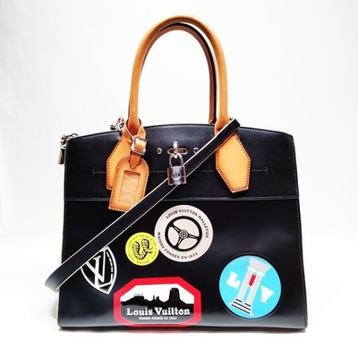 Louis Vuitton LV Hand Bag M43080 City Steamer MM Black Leather 4727316